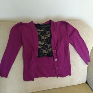 Purple cardigan with black lace 💜🖤